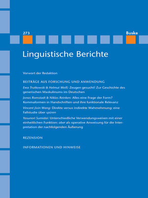 cover image of Linguistische Berichte Heft 273